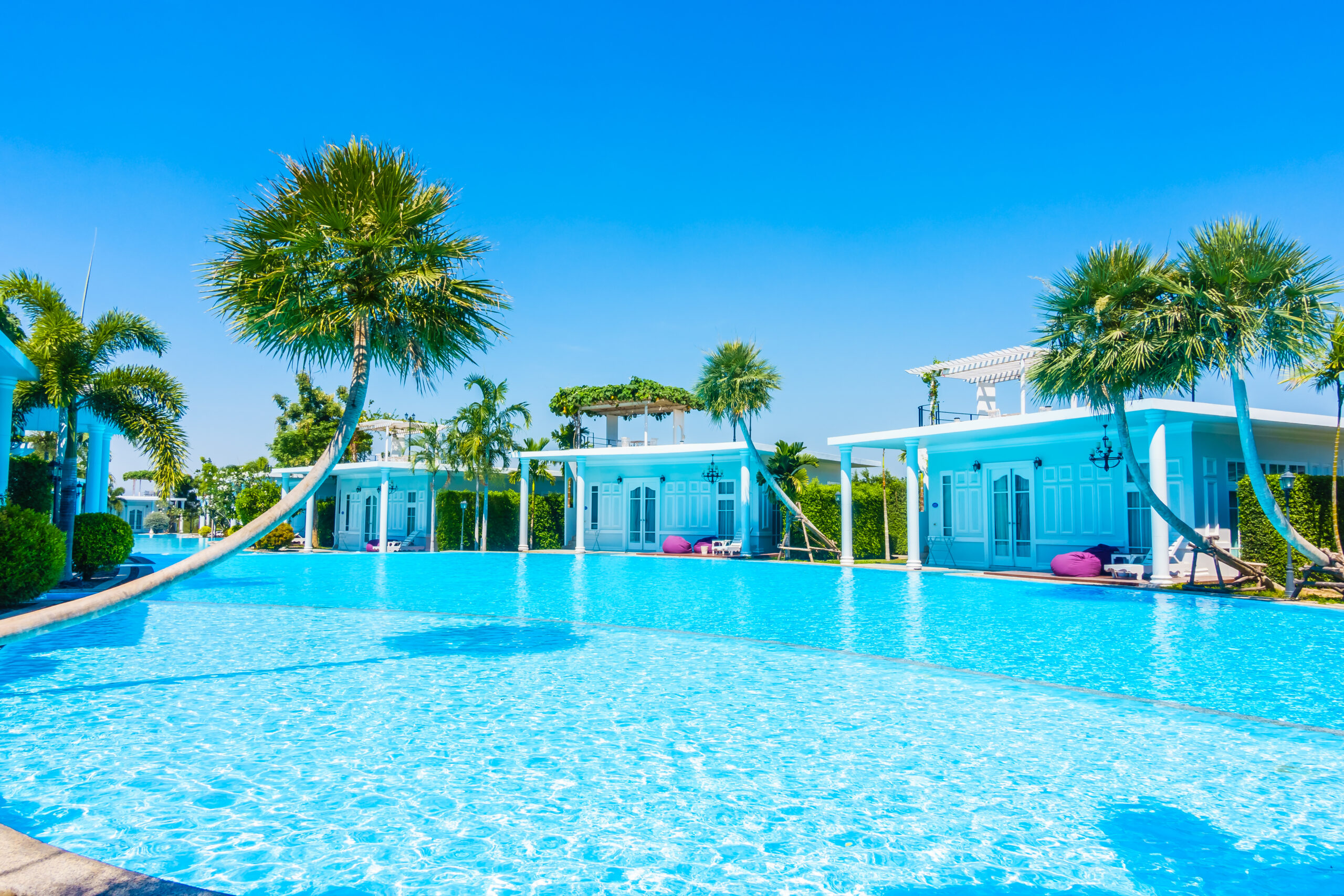 Beautiful luxury outdoor swimming pool in hotel pool resort - Boost up Color Processing